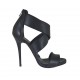 Scarpa aperta da donna con plateau e cerniera in pelle nera tacco 10 - Misure disponibili: 42
