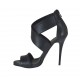 Zapato abierto con plataforma y cremallera en piel de color negro tacon 10 - Tallas disponibles:  42