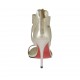 Scarpa aperta da donna con plateau, fasce incrociate e cerniera in pelle laminata platino tacco 10 - Misure disponibili: 34, 42
