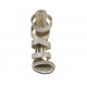 Scarpa aperta da donna con cerniera e plateau in camoscio beige stampato laminato platino tacco 10 - Misure disponibili: 31, 42