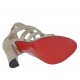 Scarpa aperta da donna con cerniera e plateau in camoscio beige stampato laminato platino tacco 10 - Misure disponibili: 31, 42