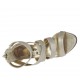 Scarpa aperta da donna con cerniera e plateau in camoscio beige stampato laminato platino tacco 10 - Misure disponibili: 31, 42