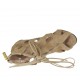 Scarpa aperta da donna con plateau, lacci e cerniera in camoscio beige tacco 10 - Misure disponibili: 31