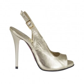 Woman's platform sandal in platinum laminated leather heel 10 - Available sizes:  32, 42, 46