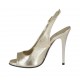 Woman's platform sandal in platinum laminated leather heel 10 - Available sizes:  32, 42, 46