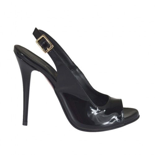 Woman's platform sandal in black patent leather heel 10 - Available sizes:  31, 32