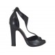 Scarpa aperta da donna in pelle nera con cerniera e plateau tacco 10 - Misure disponibili: 34, 42