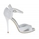 Scarpa aperta da donna con plateau e cinturino in pelle bianca tacco 10 - Misure disponibili: 42, 46