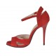 Scarpa aperta da donna con cinturino e plateau in camoscio rosso tacco 10 - Misure disponibili: 31