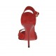 Scarpa aperta da donna con cinturino e plateau in camoscio rosso tacco 10 - Misure disponibili: 31