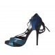 Zapato abierto para mujer con plataforma y cordones en piel azul, petróleo y negra tacon 10 - Tallas disponibles:  31, 42