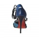 Scarpa aperta da donna con plateau e lacci in pelle blu, petrolio e nera tacco 10 - Misure disponibili: 31, 42, 46