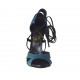 Scarpa aperta da donna con plateau e lacci in pelle blu, petrolio e nera tacco 10 - Misure disponibili: 31, 42