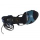 Scarpa aperta da donna con plateau e lacci in pelle blu, petrolio e nera tacco 10 - Misure disponibili: 31, 42