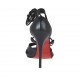 Scarpa aperta da donna con plateau e lacci in pelle nera tacco 10 - Misure disponibili: 31