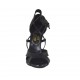 Scarpa aperta da donna con plateau e lacci in pelle nera tacco 10 - Misure disponibili: 31