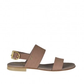 Woman's sandal in taupe leather heel 1 - Available sizes:  32