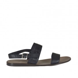 Sandale pour hommes en cuir et cuir imprimé noir - Pointures disponibles:  46, 47, 48, 49, 51, 52