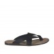 Man's flip-flop mules in black leather  - Available sizes:  47, 48, 52