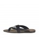 Man's flip-flop mules in black leather  - Available sizes:  47, 48, 52