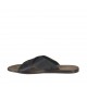 Chanclas para hombres con dos bandas en piel negra - Tallas disponibles:  46, 47, 48, 51, 52