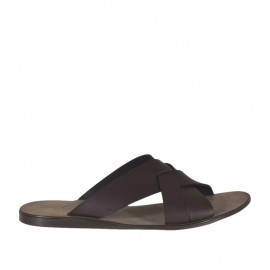 Mule pour hommes en cuir marron foncé - Pointures disponibles:  46, 47, 48, 50, 51, 52