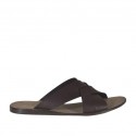 Men's slipper in dark brown leather