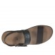 Sandalia para hombres en piel marron oscuro y piel imprimida verde - Tallas disponibles:  47, 48, 49, 51, 52