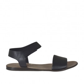 Men's sandal with velcro strap in black leather - Available sizes:  47, 48, 50, 51, 52