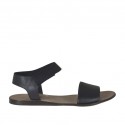 Sandale pour hommes avec fermeture velcro en cuir noir