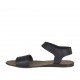 Men's sandal with velcro strap in black leather - Available sizes:  47, 48, 50, 51, 52