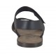 Men's sandal with velcro strap in black leather - Available sizes:  47, 48, 50, 51, 52