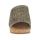 Woman's open mules in taupe laminated pierced suede with platform and wedge heel 6 - Available sizes:  42