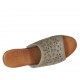 Woman's open mules in taupe laminated pierced suede with platform and wedge heel 6 - Available sizes:  42