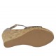 Chaussure ouverte pour femmes avec courroie et plateforme en daim et daim perforé taupe talon compensé 8 - Pointures disponibles:  43