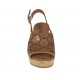 Sandalo da donna in pelle forata cuoio con plateau e zeppa 8 - Misure disponibili: 42
