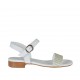 Woman's strap sandal with appliqué in white leather heel 2 - Available sizes:  32