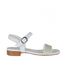 Woman's strap sandal with appliqué in white leather heel 2 - Available sizes:  32