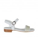 Woman's strap sandal with appliqué in white leather heel 2
