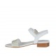 Woman's strap sandal with appliqué in white leather heel 2 - Available sizes:  32
