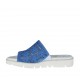Woman's open mules in blue pierced suede wedge heel 2 - Available sizes:  43