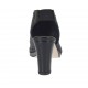 Sandalia con parte frontal alta para mujer con elastico y plataforma en piel perforada negra tacon 8 - Tallas disponibles:  42