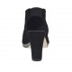 Woman's highfronted sandal with elastic and platform in black pierced suede heel 8 - Available sizes:  32, 42