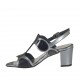 Sandalia para mujer en charol y piel negra y piel laminada bronce de cañon tacon 6 - Tallas disponibles:  32, 43