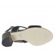 Woman's sandal in black leather and patent leather and gunmetal laminated leather heel 6 - Available sizes:  32, 43