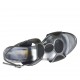 Woman's sandal in black leather and patent leather and gunmetal laminated leather heel 6 - Available sizes:  32, 43