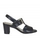 Sandalo con elastico e fibbia da donna in pelle nera tacco 6 - Misure disponibili: 42