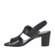 Sandalo con elastico e fibbia da donna in pelle nera tacco 6 - Misure disponibili: 42