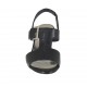 Sandale avec elastique et boucle pour femmes en cuir noir talon 6 - Pointures disponibles:  42