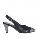 Chanel da donna con finta cerniera in pelle nera e pelle laminata grigia tacco 6 - Misure disponibili: 32, 43